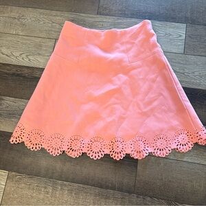LOFT Ann Taylor Pink Scalloped Lasercut Skirt Ponte Knit Women's Size 00